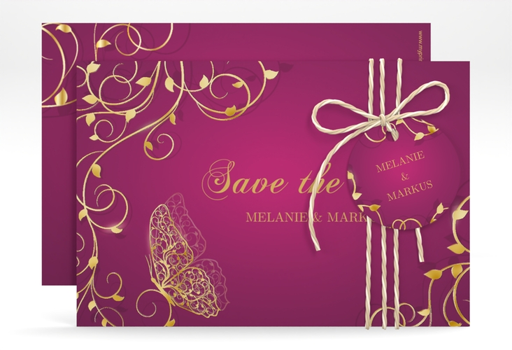 Save the Date-Karte Eternity A6 Karte quer pink gold