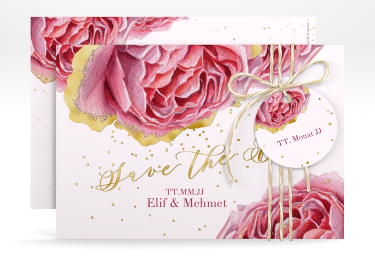 Save the Date-Karte Cherie A6 Karte quer rosa gold