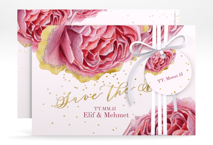 Save the Date-Karte Cherie A6 Karte quer rosa gold