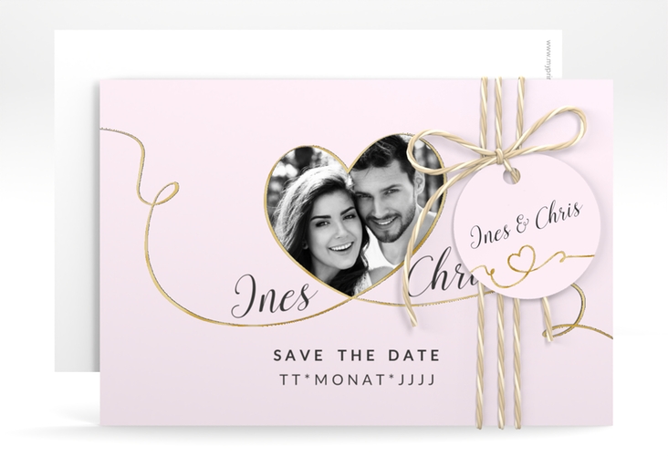 Save the Date-Karte Hochzeit Dolce A6 Karte quer rosa gold