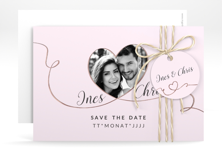 Save the Date-Karte Hochzeit Dolce A6 Karte quer rosa rosegold