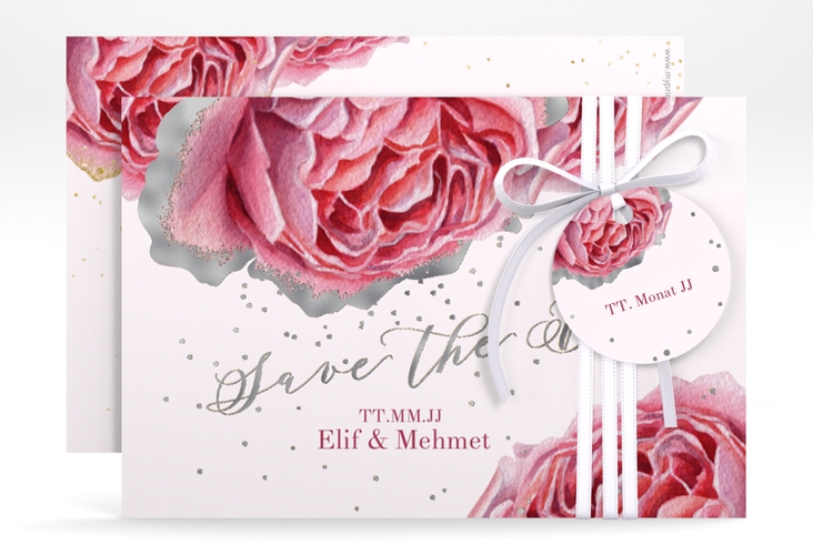 Save the Date-Karte Cherie A6 Karte quer gold silber