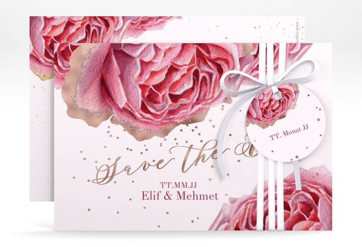 Save the Date-Karte Cherie A6 Karte quer gold rosegold