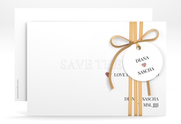 Save the Date-Karte Embossing A6 Karte quer rot rosegold