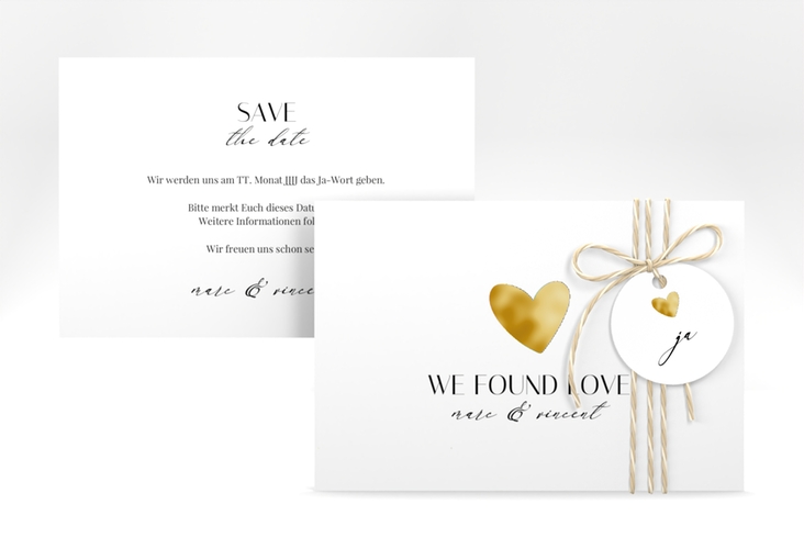 Save the Date-Karte Liebesbote A6 Karte quer bunt gold