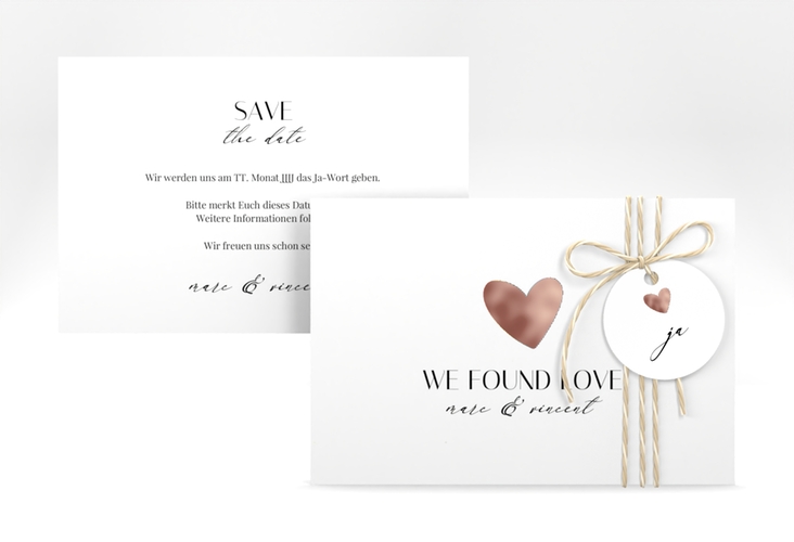 Save the Date-Karte Liebesbote A6 Karte quer bunt rosegold