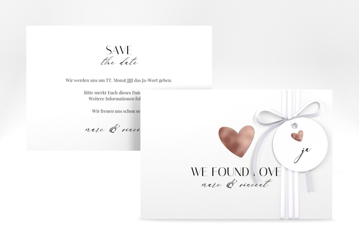 Save the Date-Karte Liebesbote A6 Karte quer bunt rosegold