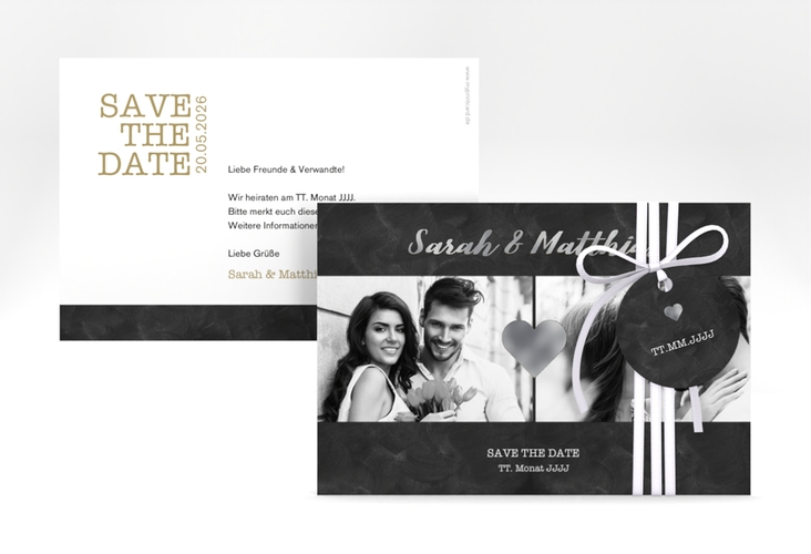 Save the Date-Karte Sparkly A6 Karte quer gold silber