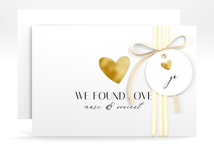 Save the Date-Karte Liebesbote A6 Karte quer bunt gold