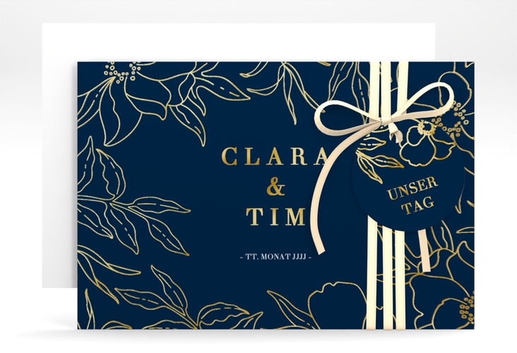 Save the Date-Karte Contour A6 Karte quer blau gold