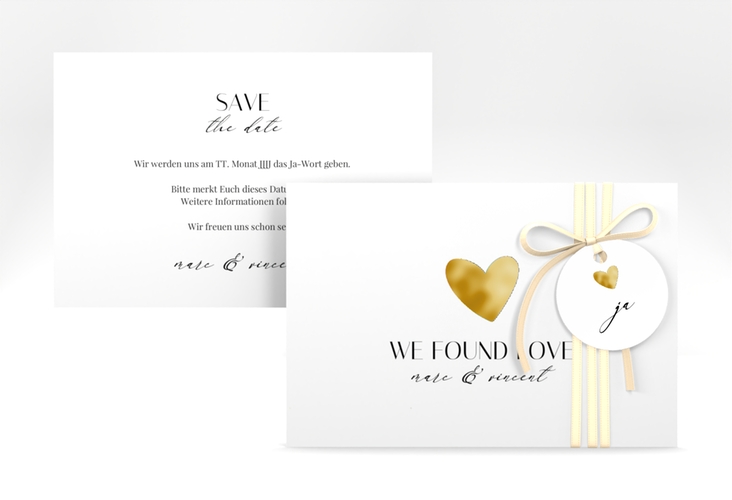 Save the Date-Karte Liebesbote A6 Karte quer bunt gold