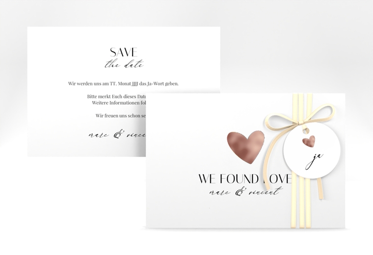 Save the Date-Karte Liebesbote A6 Karte quer bunt rosegold