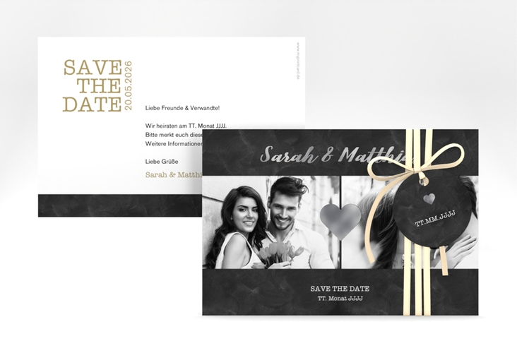 Save the Date-Karte Sparkly A6 Karte quer gold silber