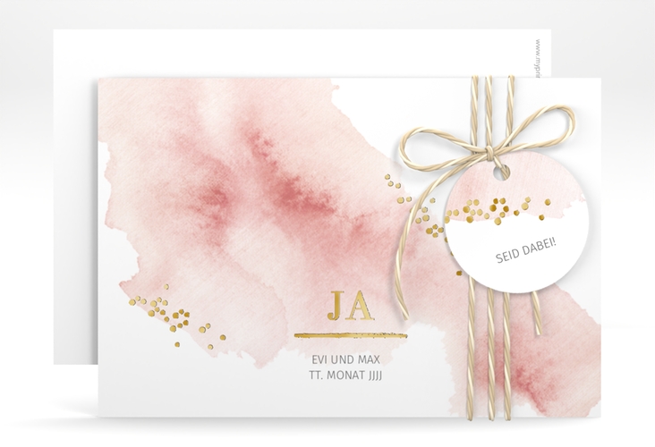Save the Date-Karte Pastell A6 Karte quer rosa gold