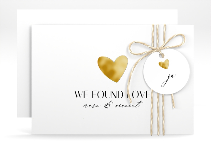Save the Date-Karte Liebesbote A6 Karte quer bunt gold