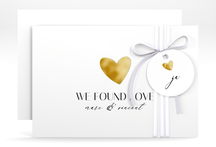 Save the Date-Karte Liebesbote A6 Karte quer bunt gold