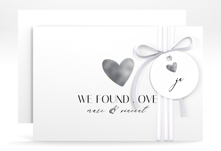 Save the Date-Karte Liebesbote A6 Karte quer bunt silber