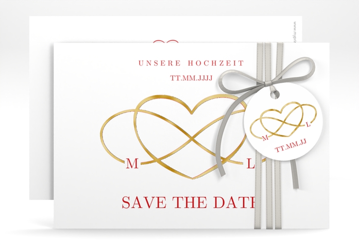 Save the Date-Karte Infinity A6 Karte quer rot gold