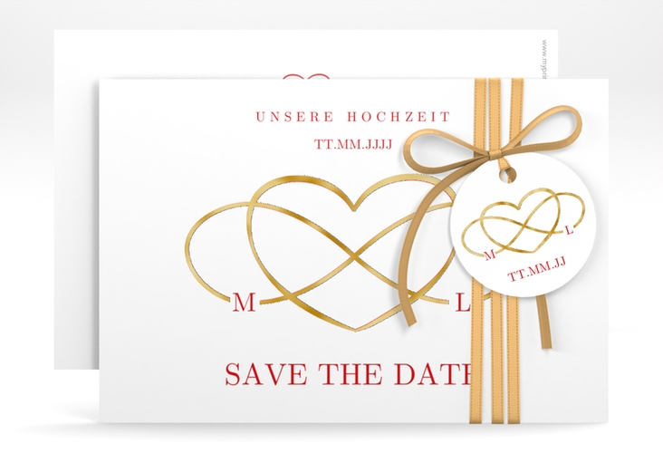 Save the Date-Karte Infinity A6 Karte quer rot gold