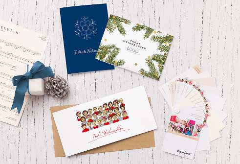 Business-Weihnachtskarten zum Personalisieren mit Papiermustern