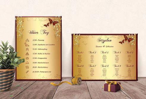 Sitzplan und Tagesablauf zur Hochzeitsfeier