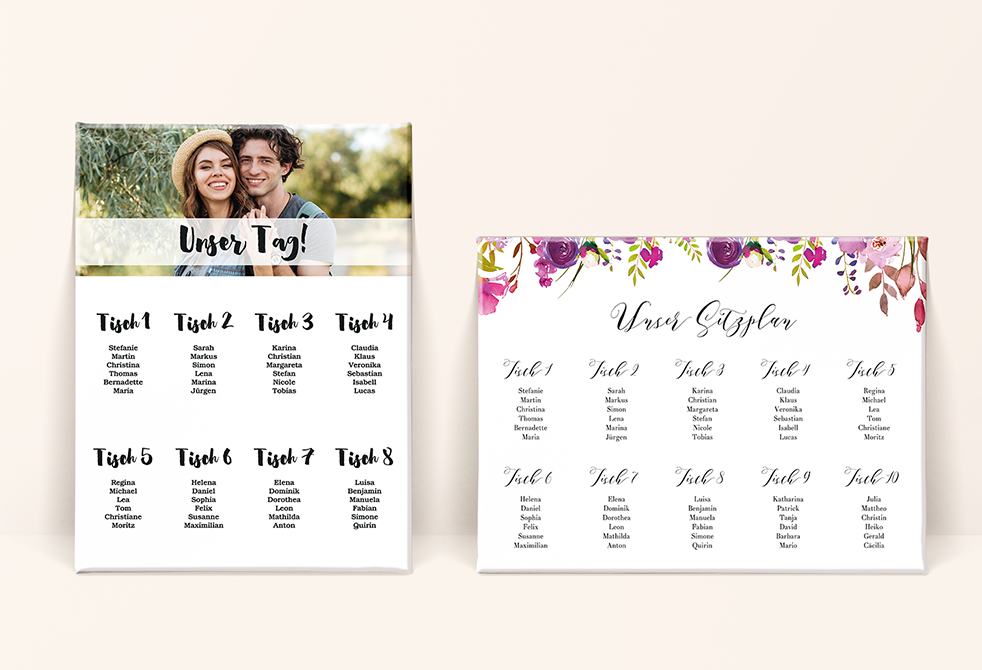 Sitzplan zur Hochzeit als Leinwand oder Poster myprintcard