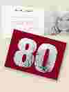 Einladungskarte zum 80. Geburtstag mit Zahl in Rot