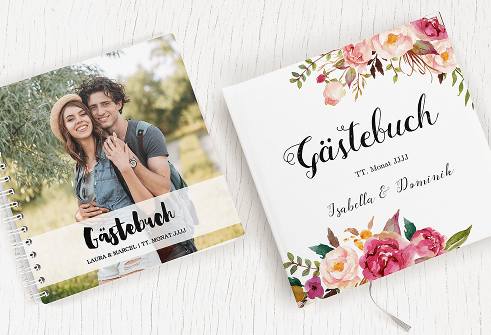 Gästebücher zur Hochzeit in modernem und floralem Design