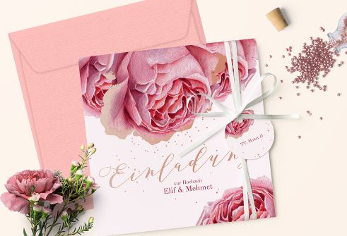 Hochzeitseinladung mit Folienveredelung