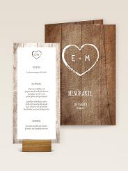 Menükarten zur Hochzeit in Holz-Optik