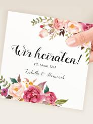 Einladungskarte zur Hochzeit mit Blumen
