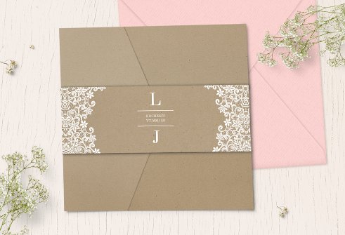 Pocketfold-Hochzeitseinladung im Boho-Stil