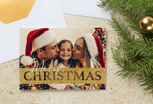 Weihnachtskarte mit Familienfoto