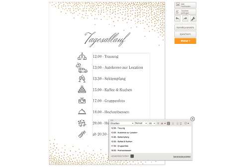 Online-Gestaltung eines Tagesablauf-Schildes
