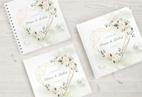 Gästebuch zur Hochzeit mit Leinen-Einband, Hardcover und Ringbindung