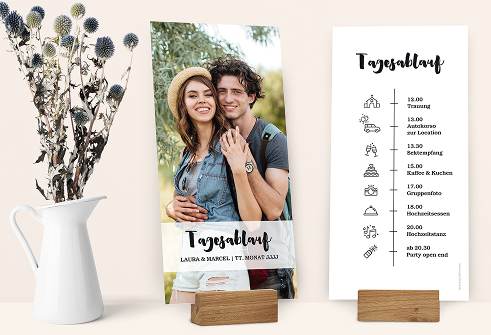 Tagesablauf-Karten mit Hochzeitsprogramm