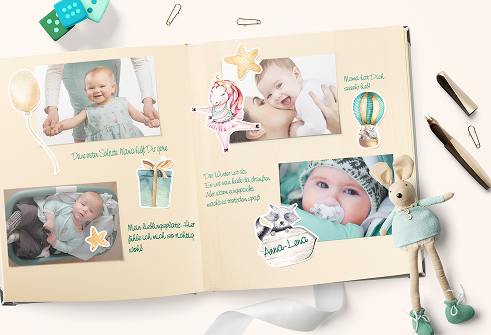 Fotoalbum zur Geburt Taufe,Babyalbum personalisiert Fotobuch Wunschname KARO 