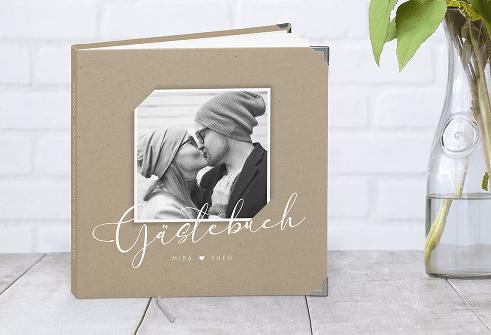 Gästebuch zur Hochzeit mit persönlichem Foto auf Leinen-Einband