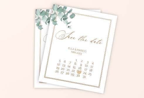 Save-the-Date Karte mit Hochzeitstermin