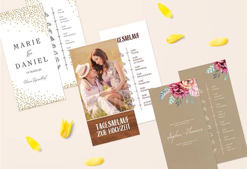 Hochzeitsprogramm in verschiedenen Designs