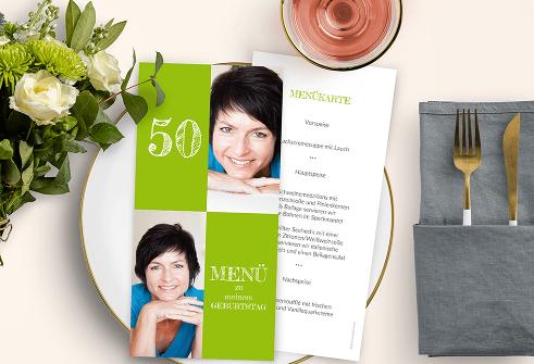 Menükarte zum Geburtstag