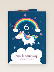 Einladungskarte zum Kindergeburtstag mit Einhorn
