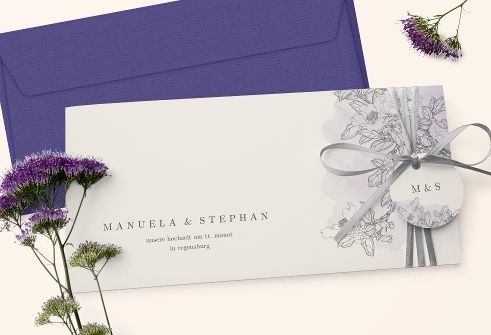 Moderne Hochzeitseinladung mit passendem Anhänger