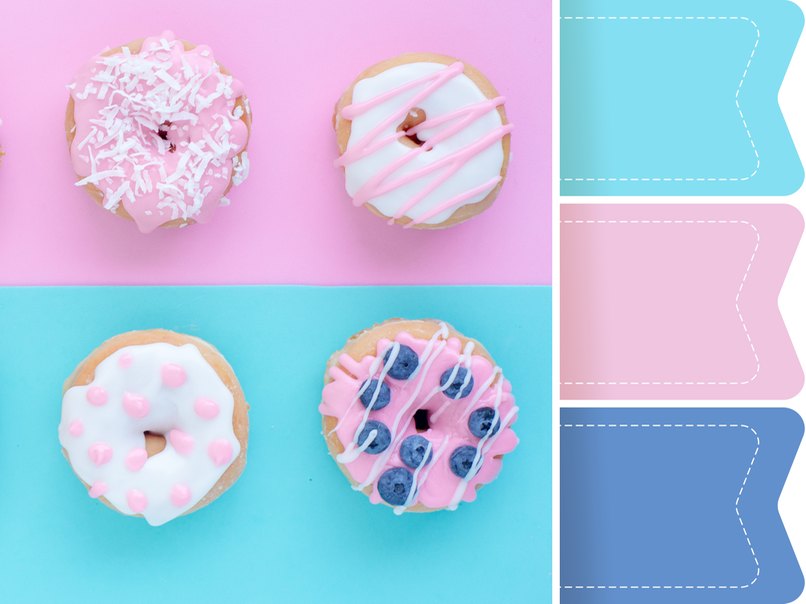 Moodboard Hochzeitsfarben Blau und Rosa