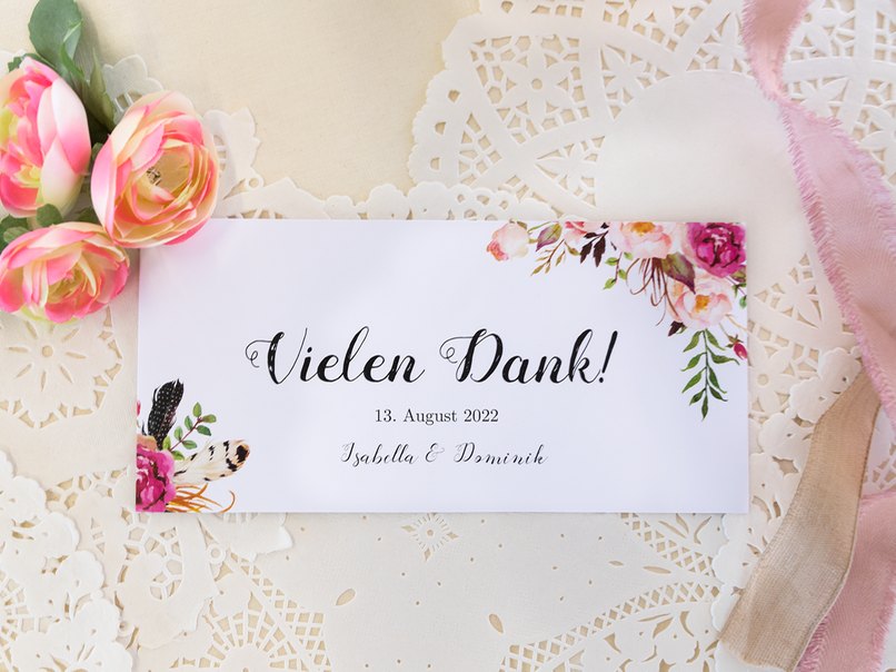 Danksagungskarte nach der Hochzeit im Boho Design