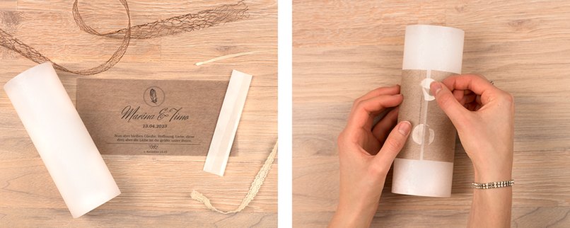 Bastelschritt 1 - Banderole mit Klebepunkten befestigen