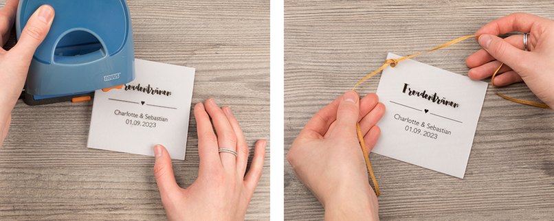 Bastelschritt 2 - Hülle mit Seidenband verschließen. Bastelschritt 2 - Hülle mit Seidenband verschließen.