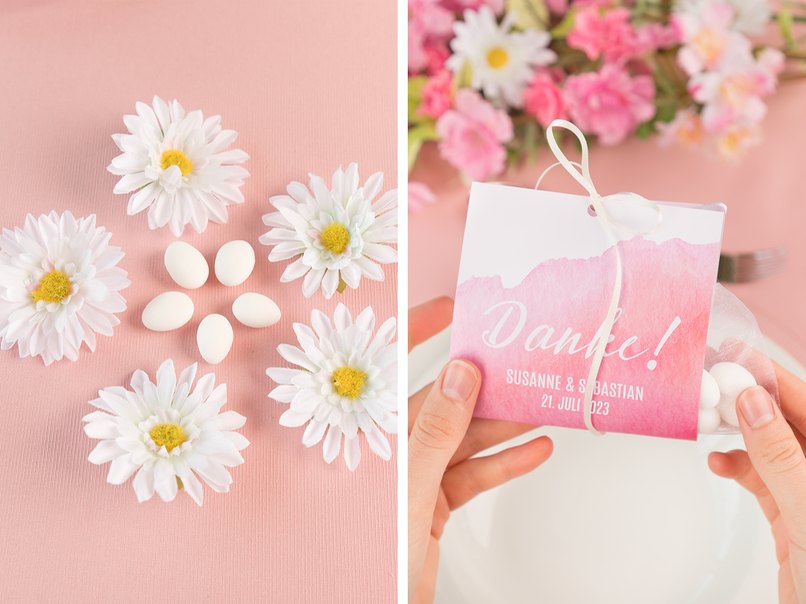 Folgt man dem Hochzeitsbrauch, sollte man mindestens 5 Hochzeitsmandeln verschenken.