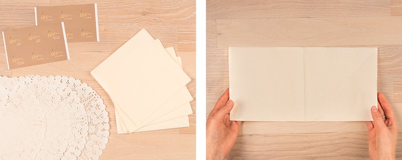 Schritt 1 - Bastelmaterial bereitlegen und Serviette auffalten. Schritt 1 - Bastelmaterial bereitlegen und Serviette auffalten.