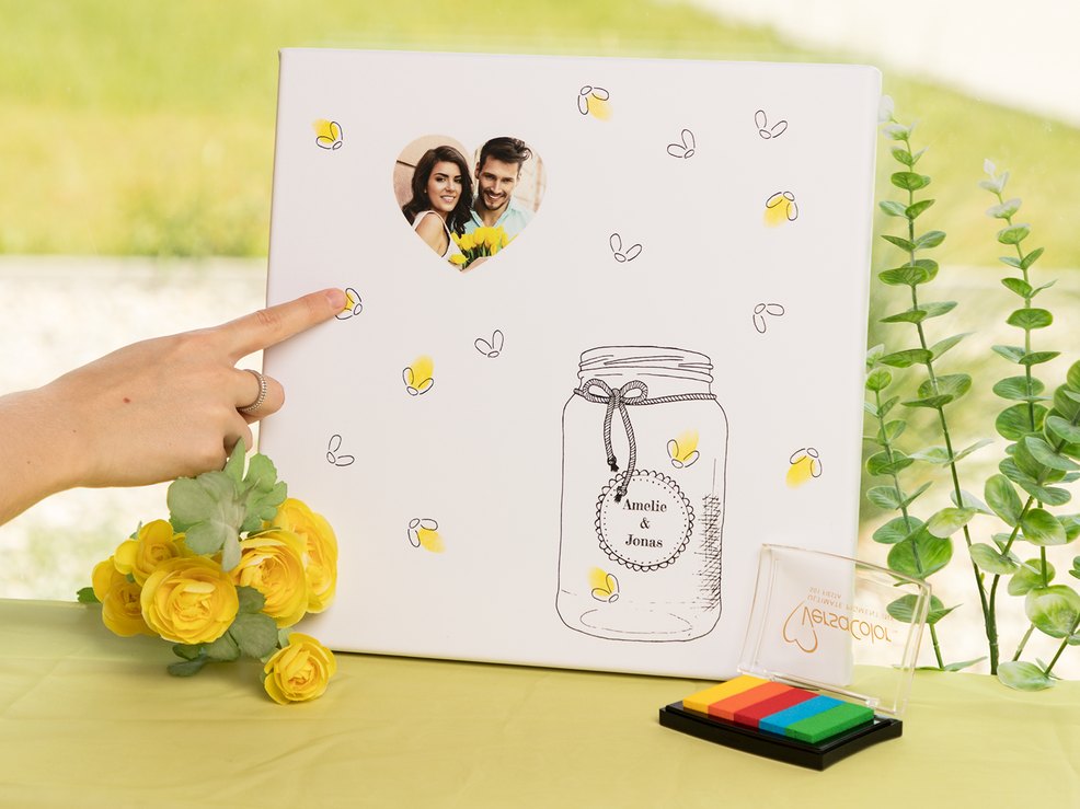 Fingerabdrücke verschönern den Wedding Tree